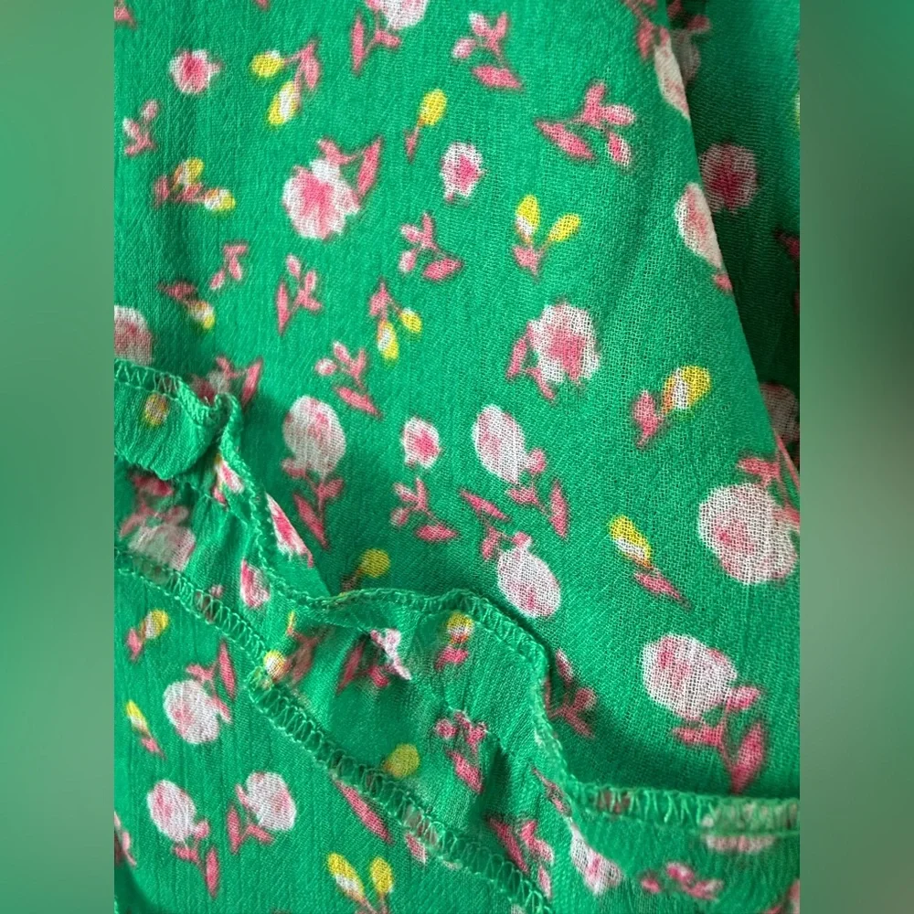 NWT Green Ditsy Floral Ruffle Midi Dress Size XL (15-17 Juniors) Spring - Picture 4 of 11